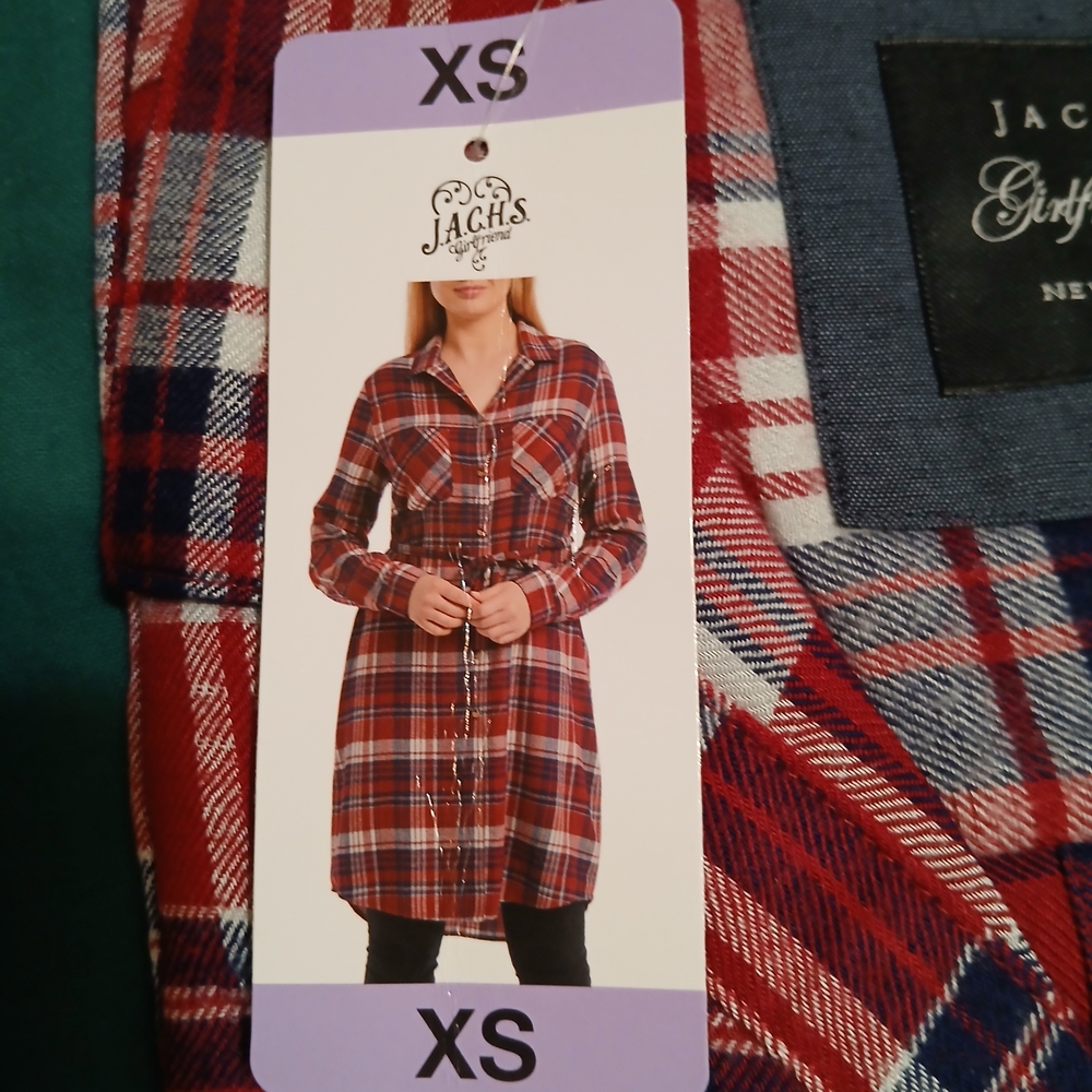 Jachs Red and Blue Plaid Shirt Dress